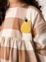 Cinnamon Brown 100% Cotton Embroidered Check Dress (3mths-8yrs) - Image 4 of 8