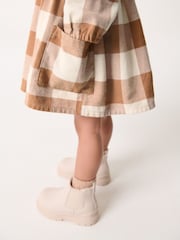 Cinnamon Brown 100% Cotton Embroidered Check Dress (3mths-8yrs) - Image 5 of 8