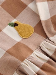 Cinnamon Brown 100% Cotton Embroidered Check Dress (3mths-8yrs) - Image 8 of 8