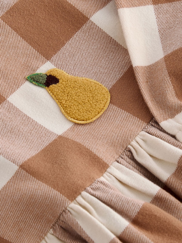 Cinnamon Brown 100% Cotton Embroidered Check Dress (3mths-8yrs) - Image 8 of 8