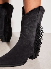 Lipsy Grey Pull On Calf Pointed Western Heel Boot - Image 3 of 4