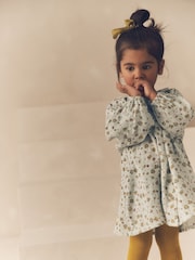 Blue Ditsy 100% Cotton Shirt Dress And Tights Set (3mths-8yrs) - Image 2 of 8