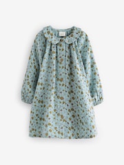 Blue Ditsy 100% Cotton Shirt Dress And Tights Set (3mths-8yrs) - Image 6 of 8