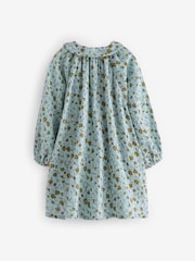 Blue Ditsy 100% Cotton Shirt Dress And Tights Set (3mths-8yrs) - Image 7 of 8
