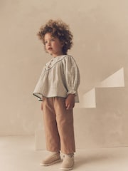 Ivory/Neutral 100% Cotton Mix Blouse And Trousers Set (3mths-8yrs) - Image 1 of 10