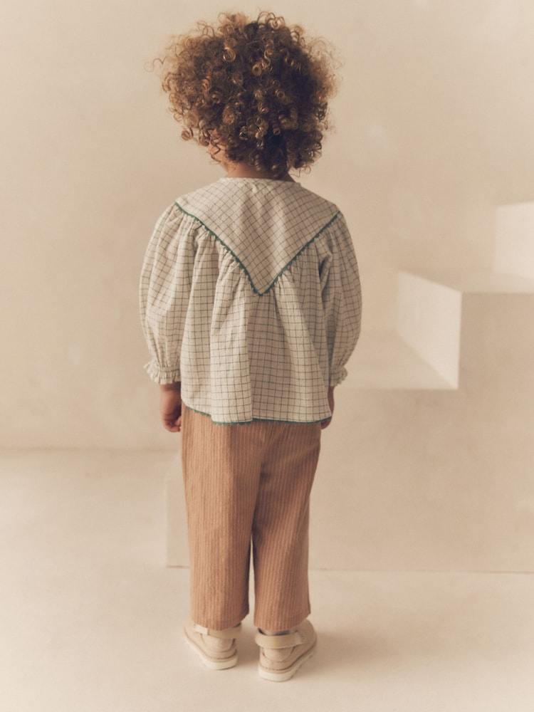 Ivory/Neutral 100% Cotton Mix Blouse And Trousers Set (3mths-8yrs) - Image 2 of 10