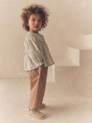 Ivory/Neutral 100% Cotton Mix Blouse And Trousers Set (3mths-8yrs) - Image 3 of 10