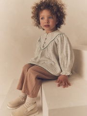 Ivory/Neutral 100% Cotton Mix Blouse And Trousers Set (3mths-8yrs) - Image 5 of 10