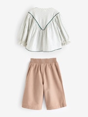 Ivory/Neutral 100% Cotton Mix Blouse And Trousers Set (3mths-8yrs) - Image 9 of 10