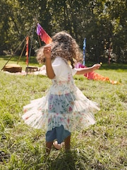 Pink Floral 100% Cotton Mesh Dress T-Shirt And Jeans Set (3mths-8yrs) - Image 2 of 9