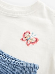 Pink Floral 100% Cotton Mesh Dress T-Shirt And Jeans Set (3mths-8yrs) - Image 8 of 9