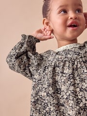 Black Ditsy 100% Cotton Lace Collar Dress And Tights Set (3mths-8yrs) - Image 5 of 10