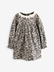 Black Ditsy 100% Cotton Lace Collar Dress And Tights Set (3mths-8yrs) - Image 7 of 10