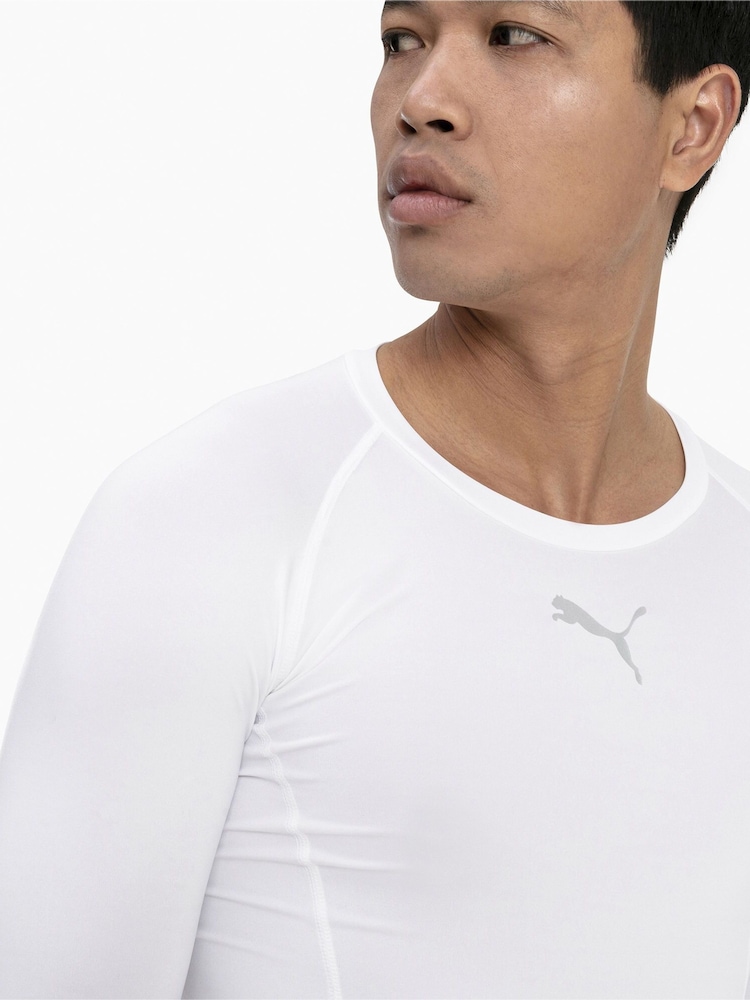 Puma White Baselayer Long Sleeve Mens T-Shirt - Image 4 of 5