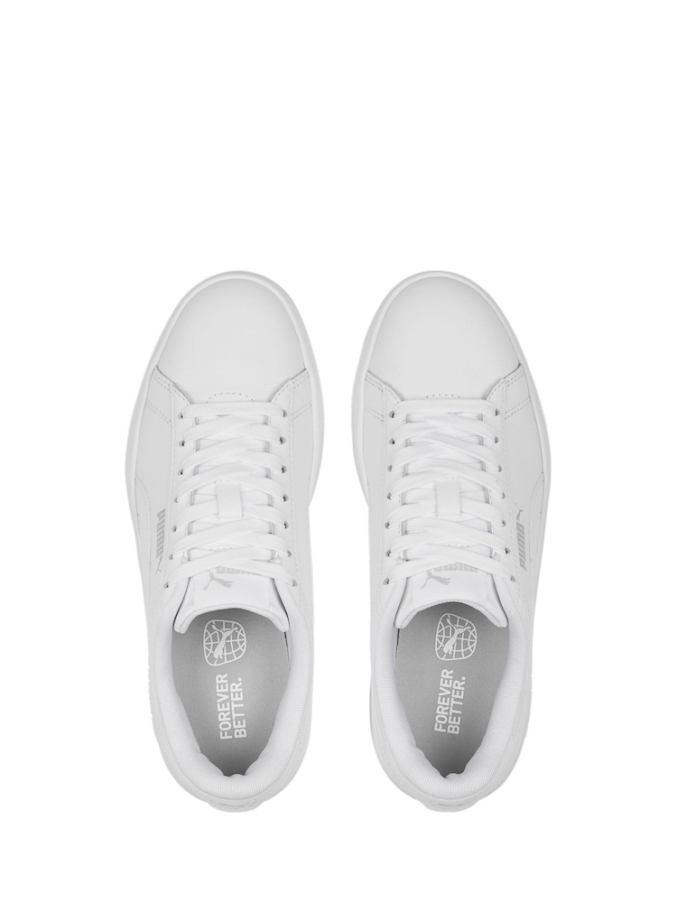 Puma White Smash 3.0 Leather Youth Trainers - Image 5 of 6