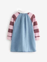 rožnata - 100% bombaž Rugby Raglan obleka iz džinsa (3mths-8yrs) - Slika 5 iz 6