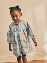 Blue Denim Character 100% Cotton Button Through Dress (3mths-8yrs) - Image 1 of 8