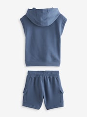 Navy Short Sleeve Utility Hoodie and Shorts Set (3mths-7yrs) - Image 8 of 9