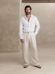 Blanco - Camisa de lino 100 % y manga larga Castelletto de Banana Republic - Imagen 3 de 4
