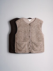 The Set 2 Pack Borg Button Giletes Brown/Oat Marl - Image 1 of 5