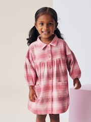 Red/Pink Check 100% Cotton Shirt Dress (3mths-8yrs) - Image 1 of 7