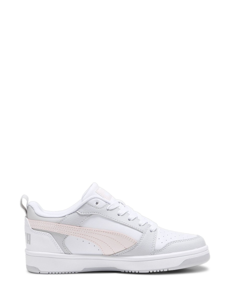 Puma Snow White Rebound V6 Lo Youth Trainers - Image 1 of 6 Puma Snow White Rebound V6 Lo Youth Trainers - Image 1 of 6