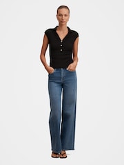 Forever New Black Winnie Extended Shoulder Polo Top - Image 5 of 5