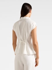 Forever New White Pure Linen Carina Pleated Shirt - Image 2 of 5