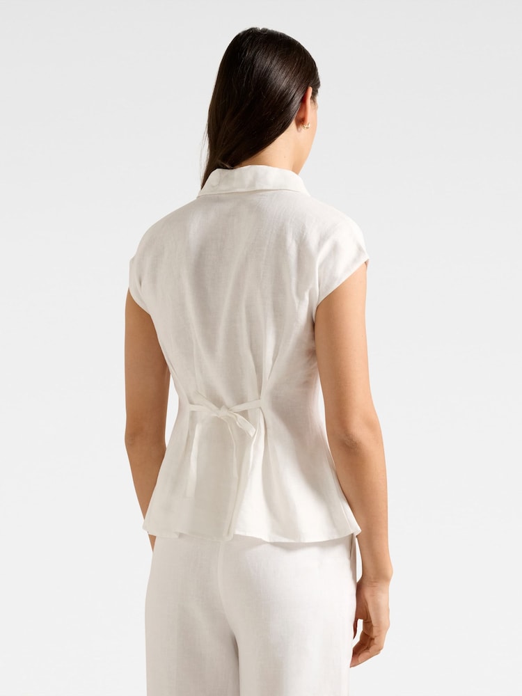 Forever New White Pure Linen Carina Pleated Shirt - Image 2 of 5 Forever New White Pure Linen Carina Pleated Shirt - Image 2 of 5