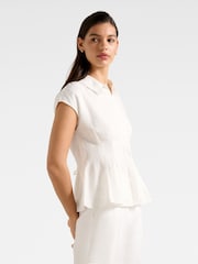 Forever New White Pure Linen Carina Pleated Shirt - Image 3 of 5