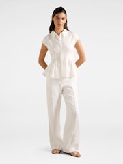 Forever New White Pure Linen Carina Pleated Shirt - Image 4 of 5