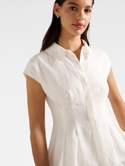 Forever New White Pure Linen Carina Pleated Shirt - Image 5 of 5