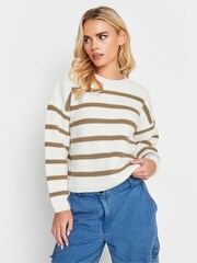 Creme - Pixiegirl Petite Gestreifter Rundhalspullover - Bild 1 von 4