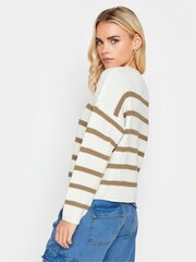 Creme - Pixiegirl Petite Gestreifter Rundhalspullover - Bild 3 von 4