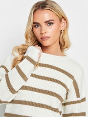 Creme - Pixiegirl Petite Gestreifter Rundhalspullover - Bild 4 von 4