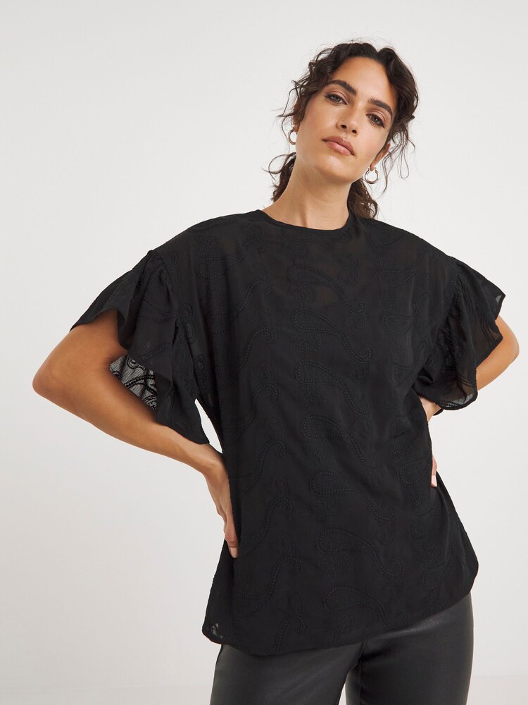 JD Williams Black Embroidered Blouse - Image 1 of 4