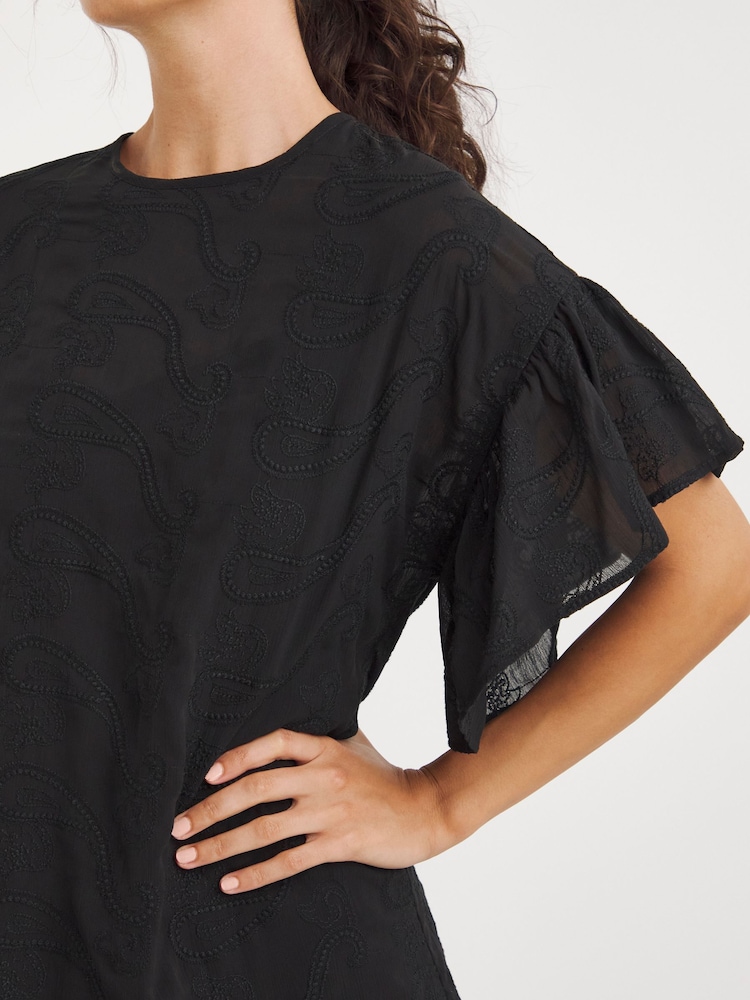 JD Williams Black Embroidered Blouse - Image 4 of 4