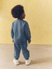 Blue New York Varsity All Over Print Crew Neck Sweatshirt and Joggers Set (3mths-7yrs) - Image 4 of 8
