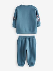 Blue New York Varsity All Over Print Crew Neck Sweatshirt and Joggers Set (3mths-7yrs) - Image 6 of 8