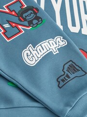 Blue New York Varsity All Over Print Crew Neck Sweatshirt and Joggers Set (3mths-7yrs) - Image 7 of 8