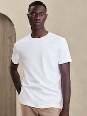 Banana Republic White Cotton Short Sleeve T-Shirt - Image 1 of 1