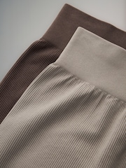 The Set Brown/Nude 2 Pack Seamless Ribbed High Waist Leggings - Image 8 of 8
