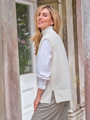 Pure Collection Cashmere Wool Long Line White Tank - Image 2 of 4