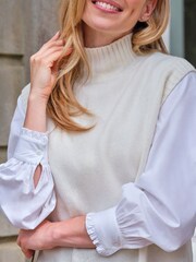 Pure Collection Cashmere Wool Long Line White Tank - Image 3 of 4
