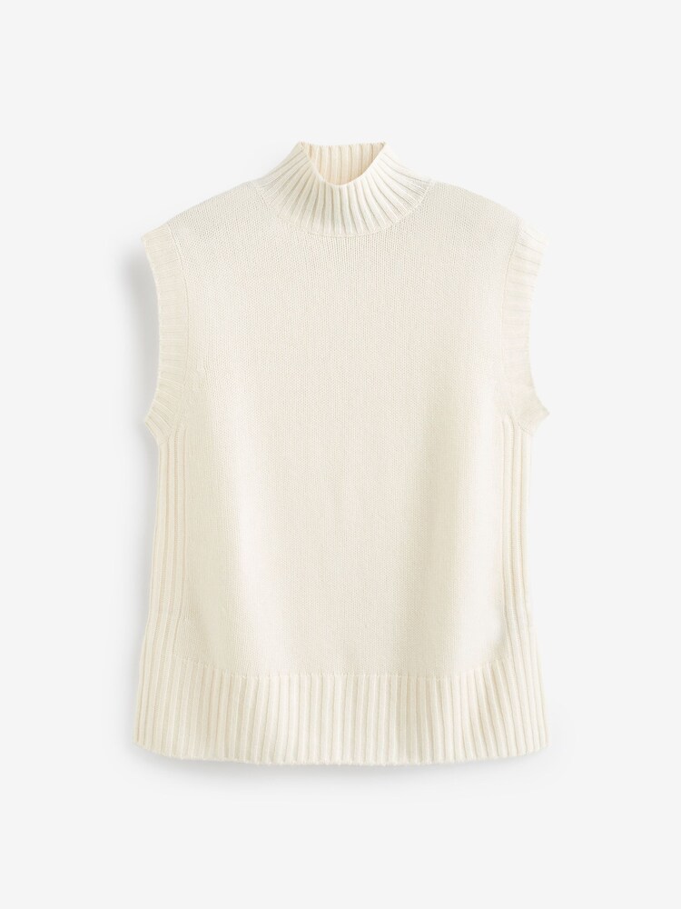 Pure Collection Cashmere Wool Long Line White Tank - Image 4 of 4