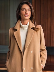 Pure Collection Camel Luxury Wool Wrap Coat - Image 3 of 4