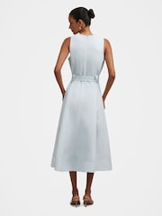 Forever New Blue Priscilla Petite Button Down Contains Linen Midi Dress - Image 3 of 4