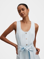 Forever New Blue Priscilla Petite Button Down Contains Linen Midi Dress - Image 4 of 4