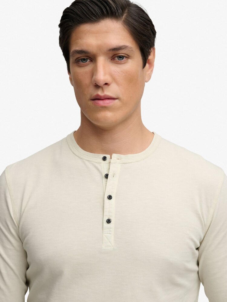 SUPERDRY Grey Slub Long Sleeve Jersey Grandad Top - Image 5 of 5