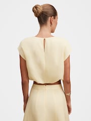 Forever New Yellow Georgina Bubble Hem Top Contains Linen - Image 4 of 5